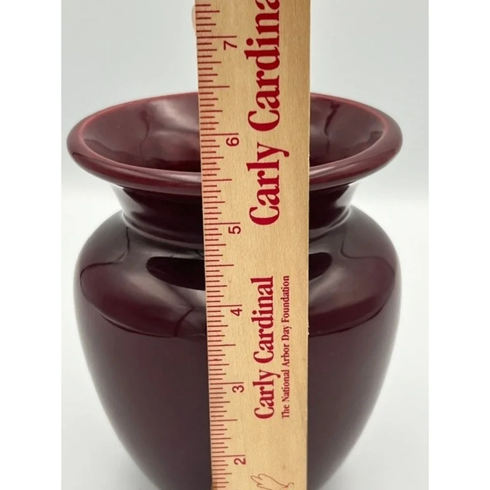 Vintage Royal Haeger USA Burgundy Maroon Glazed Ceramic Bud Vase MCM 5.5in